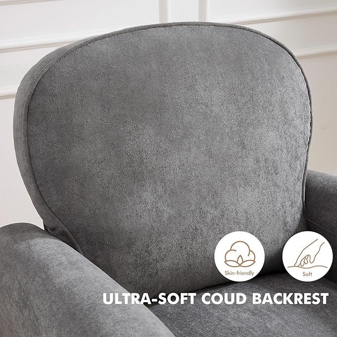Accent Chair, Mid Century Modern Arm Chair with Thick Cushion and Back, Comfy Upholstered Reading Chair Single Sofa Chair for Living Room, Bedroom, Club, Dark Grey