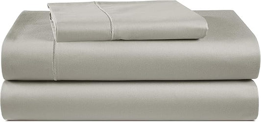 LANE LINEN 100% Egyptian Cotton Twin Sheets Set, Sustainably Produced Luxury Hotel Like Thick Twin Bed Sheets, Naturally Temperature Regulating Machine Washable Cotton Sheets - Silver