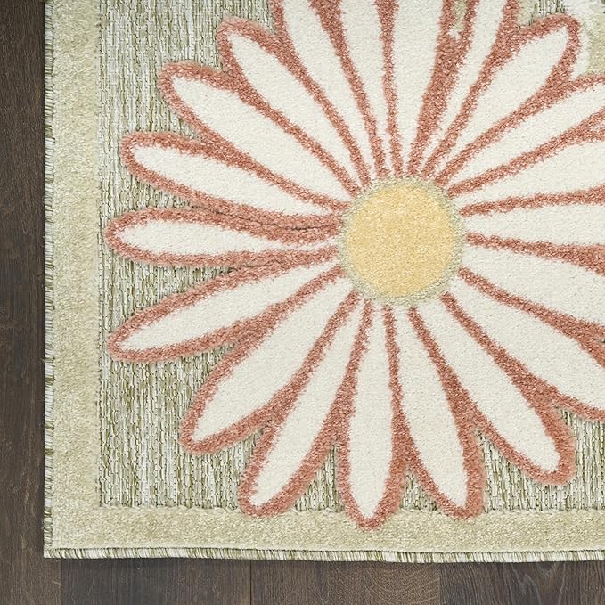 Nourison Home Aloha Sage Rose 2'8" x 4' Area Rug - Easy Clean, Non Shedding, Bed Room, Living Room, Dining Room, Kitchen (3' x 4')