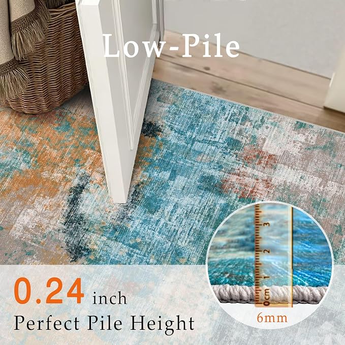 vivorug Runner Rug 2'x7' Machine Washable Non-Slip Runners for Hallways Kitchen Entryway Laundry Room Modern Abstract Carpet Hallway Runner, Rosy Clouds