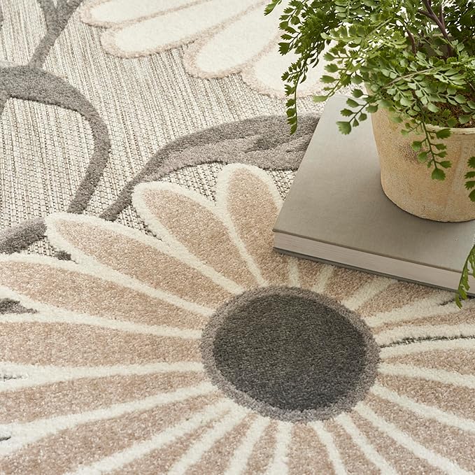 Nourison Home Aloha Beige 7'10" x 10'6" Area Rug - Easy Clean, Non Shedding, Bed Room, Living Room, Dining Room, Kitchen (8' x 11')