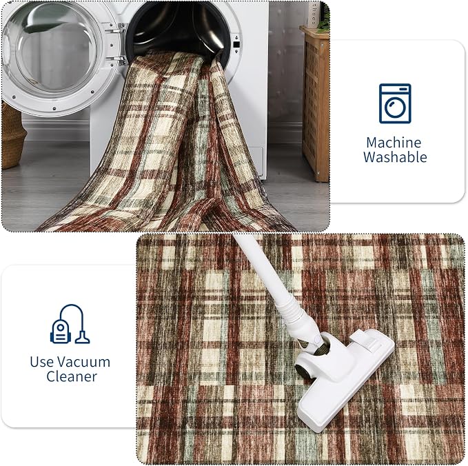 Washable Rug 10x13 Area Rug for Bedroom Modern Christmas Living Room Rug Non Slip Rustic Large Area Rug Soft Non Shedding Throw Rugs Stain Resistant Carpet for Dining Room Nursery 10'x13'