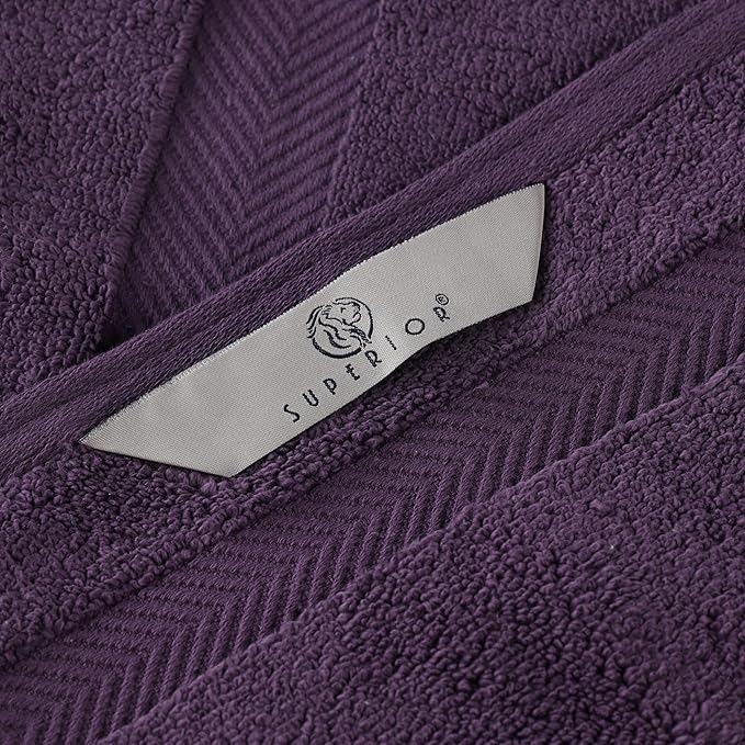 Superior Zero Twist 100% Cotton Bath Towels, Super Soft, Fluffy and Absorbent, Premium Quality Oversized Bath Towel Set of 2, Grape Seed