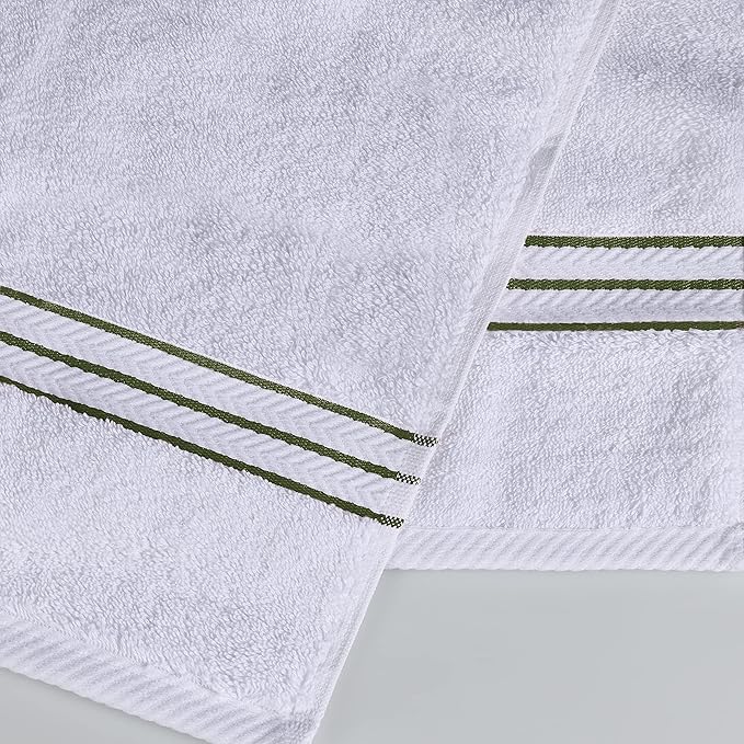 Superior Turkish Cotton Ultra-Plush 6-Piece Towel Set, Ideal for Master Bath, Guest Bathroom, Fast Drying, Shower, Spa, Face/Washcloths, Hand, Bath Towels, Absorbent, Home Basics, Forest Green