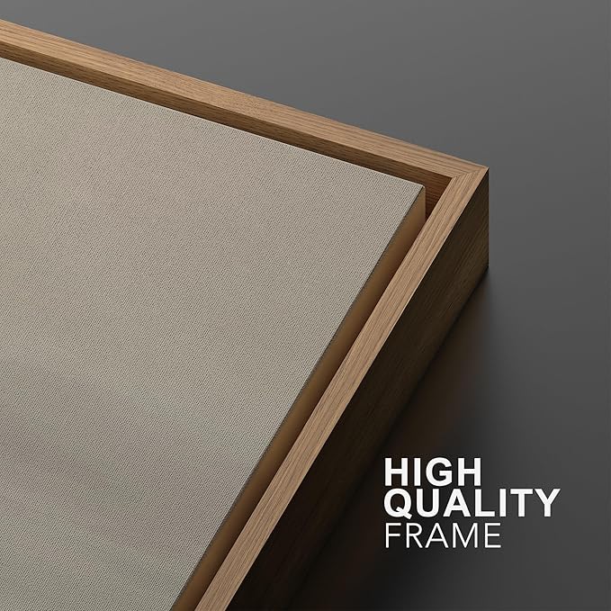 MUDECOR Framed Wall Art Print Set Misty Horizon Minimalist Foggy Mountain Landscape in Soft Neutral Tones Illustrations Realism Decorative for Living Room, Bedroom, Office - 24"x36"x3 Natural