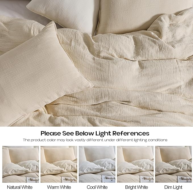 Simple&Opulence Linen Muslin Duvet Cover Set Twin Size, 3Pcs Khaki Linen Cotton 3-Layer Gauze Minimalist Comforter Cover 68”x86”, Ultra Soft Breathable Seersucker Bedding Set with 1 Pillowcase