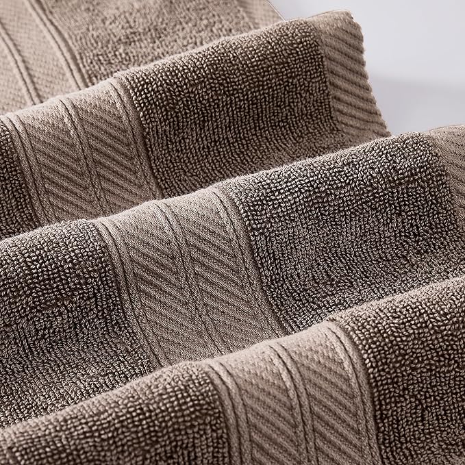 Modern Threads Trefoil Filigree 6-Piece 100% Cotton Towel Set – Reversible Yarn Dyed Jacquard – Includes 2 Bath Towels, 2 Hand Towels, 2 Washcloths – Absorbent, Quick Dry, Soft & Durable – Mocha Brown