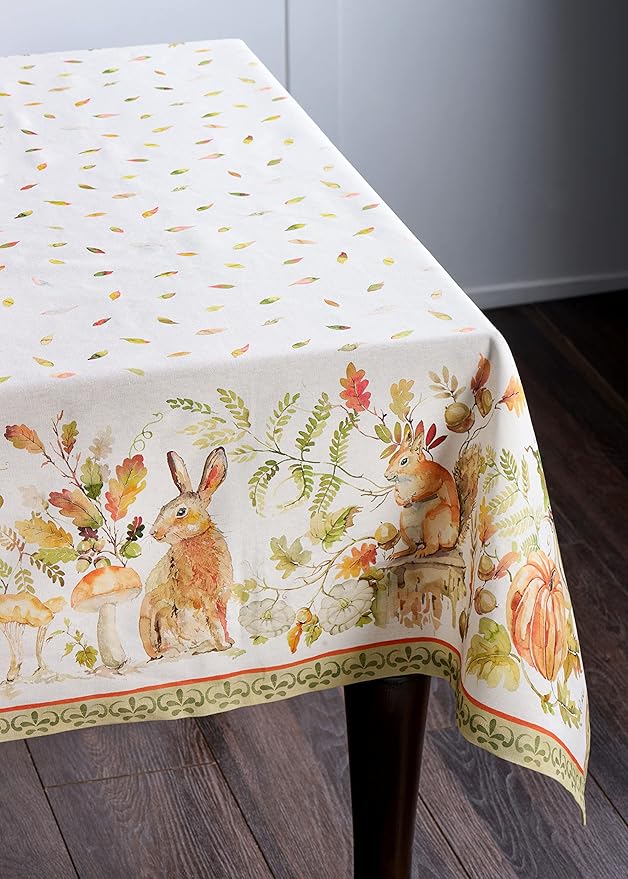 Maison d' Hermine Table Cloth Rectangle Table 100% Cotton 70 x 108 Inches Fall Tablecloth Reusable Everyday Use for Thanksgiving Christmas Decorations Dining Farmhouse Party (Pumpkin Passion)