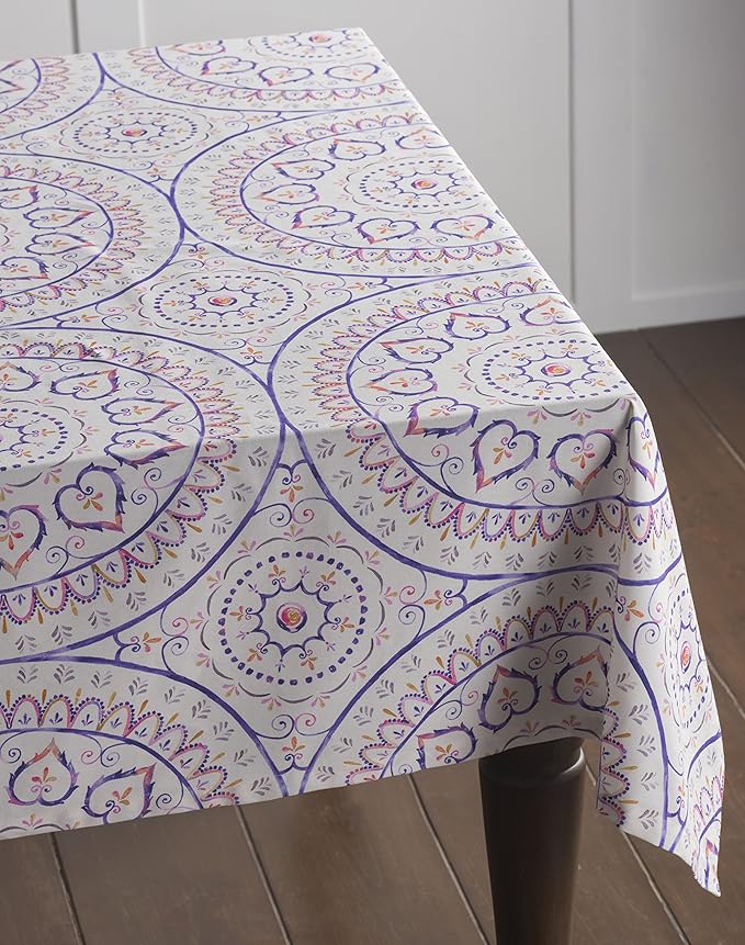 Maison d' Hermine Table Cloth Square Table 100% Cotton 54 x 54 Inches Tablecloth Reusable Decorative for Dining Room Farmhouse Home Valentines Day Decorations Spring Summer - Mandala