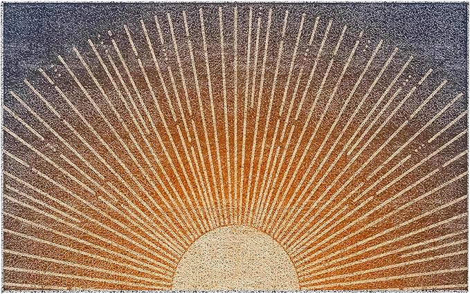 Boho Door Mats Outdoor - Boho Golden Sun Front Doormat,Welcome Mat, Sun Bath Mats, Bohemian Door Mat Doormat Outdoor Indoor Entrance, 17x30 Inch （Permeable Bottom）