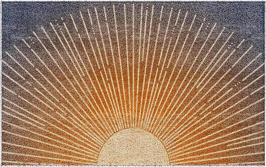 Boho Door Mats Outdoor - Boho Golden Sun Front Doormat,Welcome Mat, Sun Bath Mats, Bohemian Door Mat Doormat Outdoor Indoor Entrance, 17x30 Inch （Permeable Bottom）