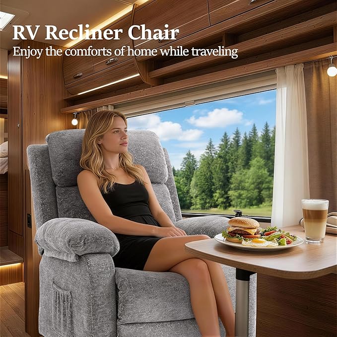 Korser Recliner Chair, Living Room Chairs for Adults, Padded Deep Seat Reading Chair with Side Pockets, Small Recliners for Small Spaces, Lounge Chair for Living Room, Bedroom, and RV (Chenille)