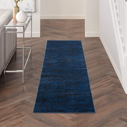 Nourison Home Nourison Essentials Midnight Blue 2' x 6' Area Rug - Easy Clean, Non Shedding, Bed Room, Living Room, Dining Room, Kitchen (6' Runner)