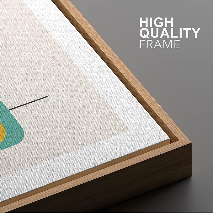 Woodrose Framed Canvas Print Wall Art Geometric Retro Color Block Variety Abstract Shapes Illustrations Modern Minimalist Chic Relax/Calm Multicolor for Living Room, Bedroom, Office - 24"x36" Natural