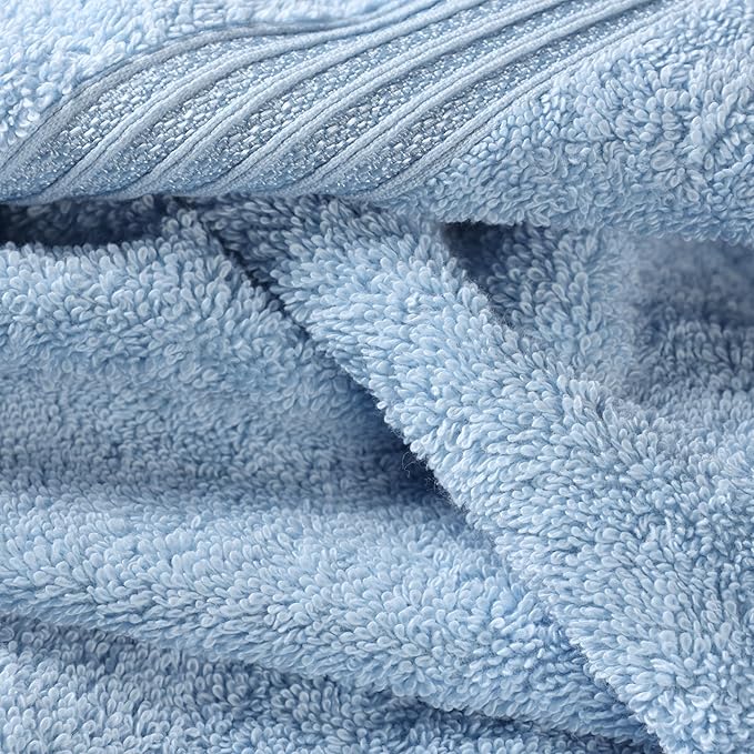 Superior Heritage Egyptian Cotton Face Towel Set, Small Towels For Kitchen, Home Bathroom, Guest Bath, Luxury Essentials, Plush, Absorbent Basics, Washcloths, Spa, Hotel, Resort, Set of 10, Light Blue