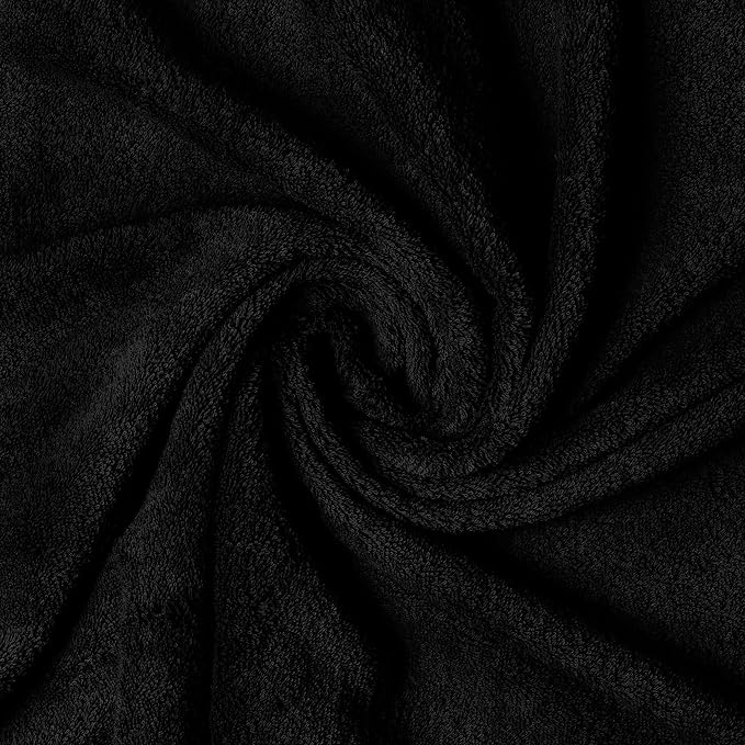 Melissa Linen, 4 Piece Washcloths Set, 100% Turkish Cotton Towels for Body and Face Towels, 12 in x 12 in, Absorbent, Quick Dry, Durable and Soft, Baby Wash Cloths, Wash Rags for Kitchen, Jet Black
