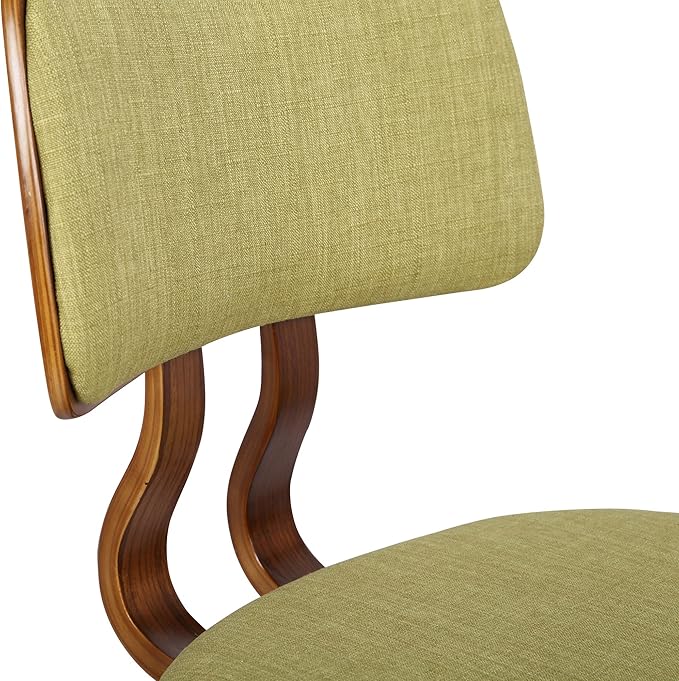 Armen Living Jaguar Mid-Century Dining Chair in Walnut Wood and Green Fabric - Set of 4