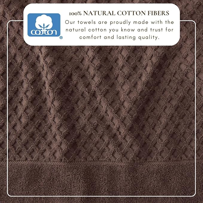 Great Bay Home Bath Towels - 100% Cotton 6 Piece Bath Sheet Set - Diamond Waffle Weave - Absorbent, Durable, Quick-Dry Towels for Bathroom (Chocolate)