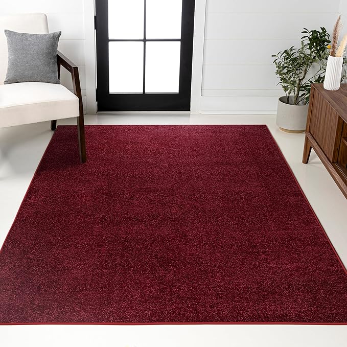 JONATHAN Y Haze Solid Low-Pile Dark Red Indoor Area Rug 5x8, Coastal,Bohemian,Minimalist,Classic, Easy-Cleaning for Living Room,Bedroom,Kitchen,Pet Friendly,Non-Shedding (SEU100Q-5)