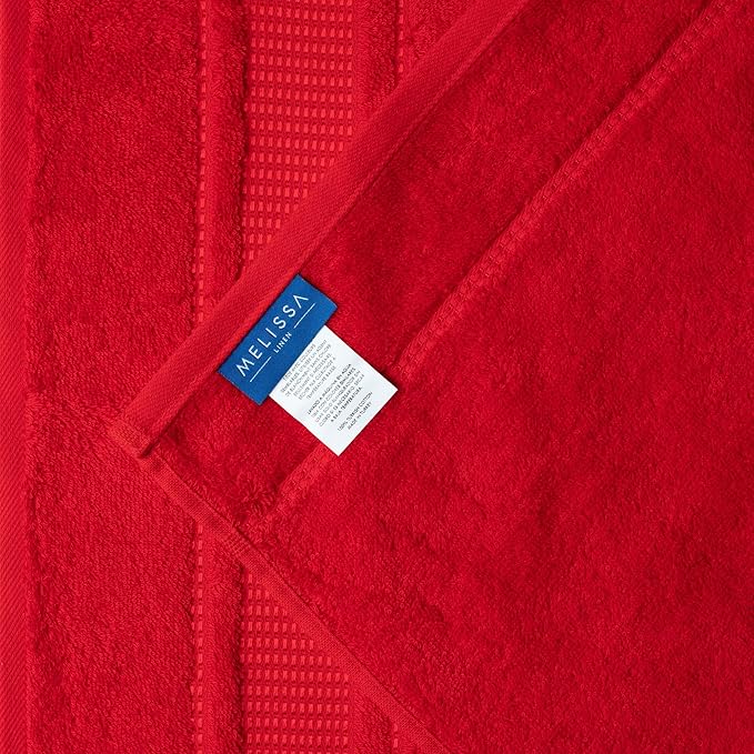 Melissa Linen, Bath Sheet, 100% Turkish Cotton Towel for Bathroom, Absorbent, Quick Dry, Durable and Soft Shower Towel, 35 in x 60 in Large, Spa and Hotel Quality, Red