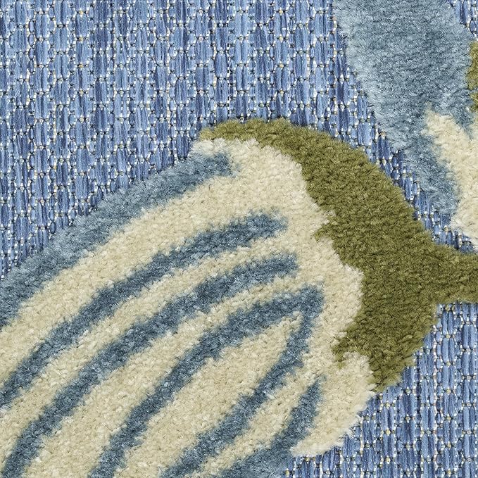 Nourison Home Aloha Blue Sage 9' x 12' Area Rug - Easy Clean, Non Shedding, Bed Room, Living Room, Dining Room, Kitchen (9' x 12')