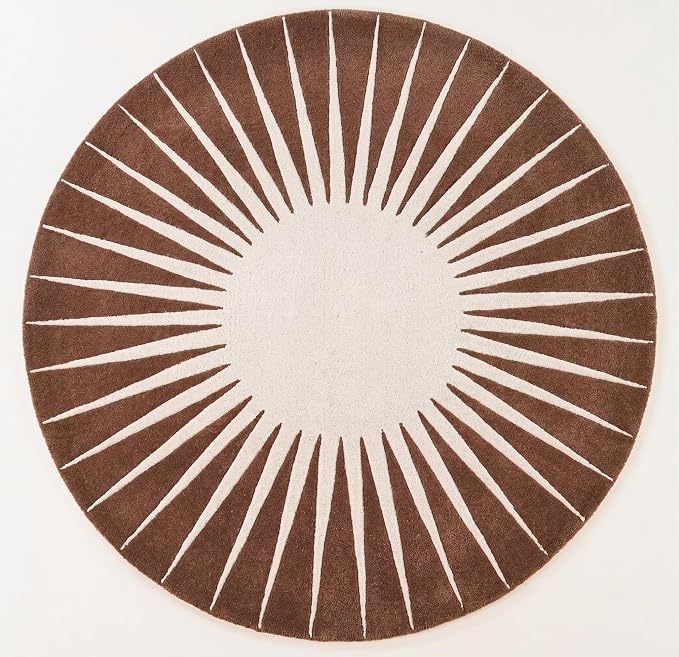 Restoration and Renovation Modern Round Area Rug – Hand-Tufted with 100% NZ Wool, Thick & Soft Circular Carpet for Living Room, Bedroom & Dining Room Decor (Brown, 8' Round)