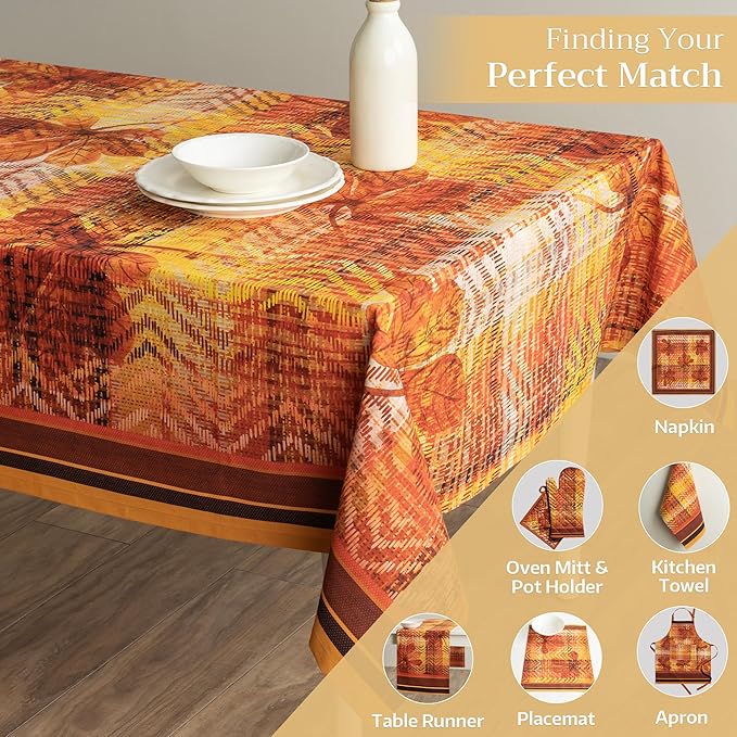 Maison d' Hermine Table Cloth Rectangle Table 100% Cotton 70 x 90 Inches Fall Tablecloth Reusable Everyday Use for Thanksgiving Christmas Decorations Dining Farmhouse Party (Thanksgiving Tartan)