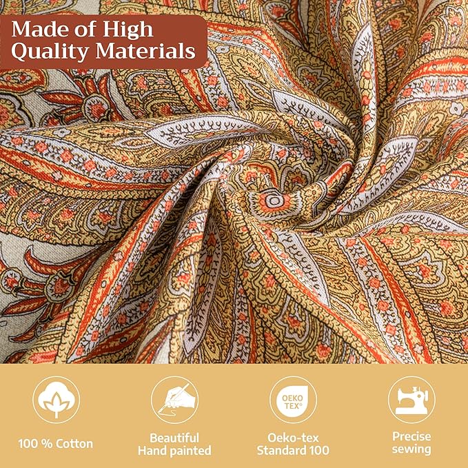 Maison d' Hermine Thanksgiving Tablecloth Kashmir Paisley 100% Cotton Tablecloth 60"x120" – Fall Harvest Dining & Holiday Décor, Washable Reusable Fabric Table Cover for Kitchen & Dining Room