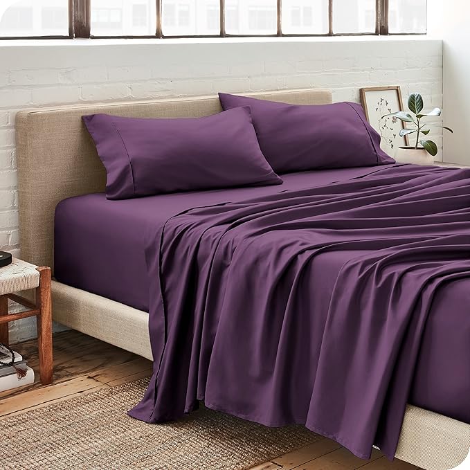 Bare Home Queen Sheet Set - 1800 Ultra-Soft Microfiber Queen Bed Sheets - Double Brushed - Deep Pockets - Easy Fit - 4 Piece Set - Bedding Sheets & Pillowcases (Queen, Plum)