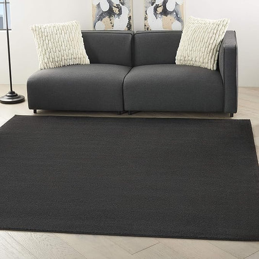 Nourison Home Nourison Essentials Black 7' x Square Area Rug - Easy Clean, Non Shedding, Bed Room, Living Room, Dining Room, Kitchen (7' x Square)
