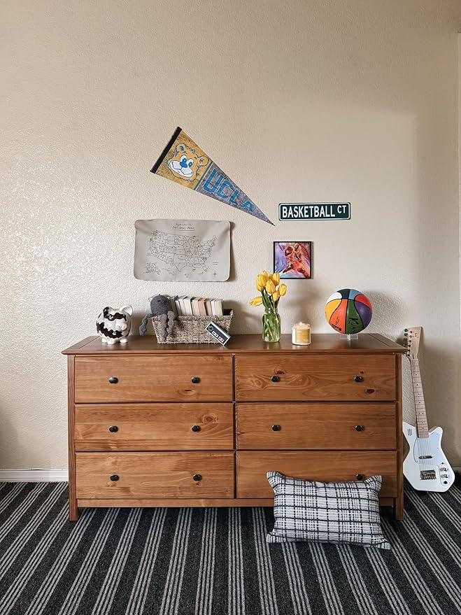 Grain Wood Furniture Shaker 6-Drawer Dresser, Solid Wood with a Walnut Finish