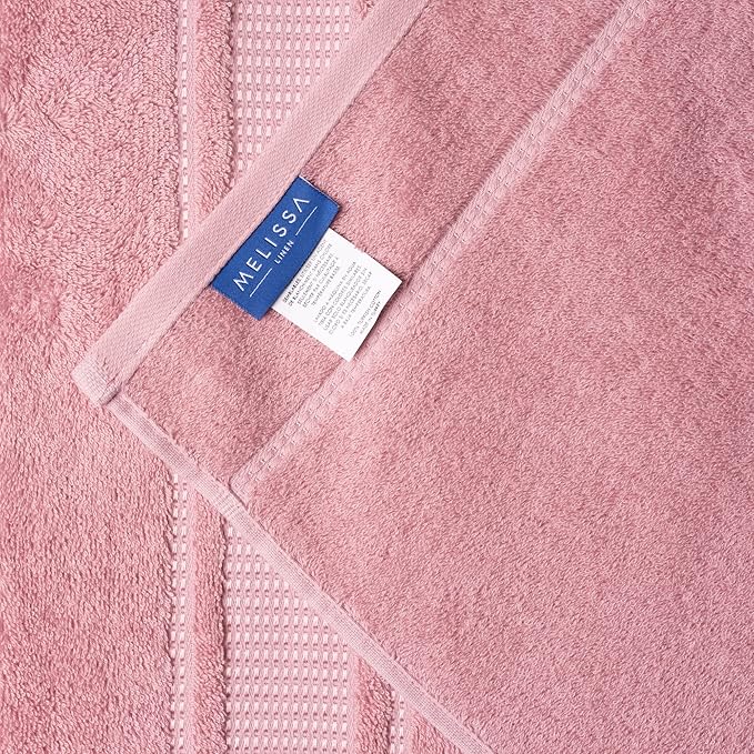 Melissa Linen, 8 Piece Towel Set, 2 Bath Towel 2 Hand Towel 4 Fingertip Towels, 100% Turkish Cotton Towels for Bathroom, Absorbent, Quick Dry, Durable and Soft, Dusty Pink