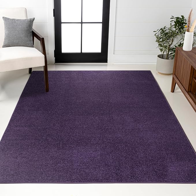 JONATHAN Y Haze Solid Low-Pile Purple Indoor Area Rug 6x9, Coastal,Bohemian,Minimalist,Classic, Easy-Cleaning for Living Room,Bedroom,Kitchen,Pet Friendly,Non-Shedding (SEU100N-6)