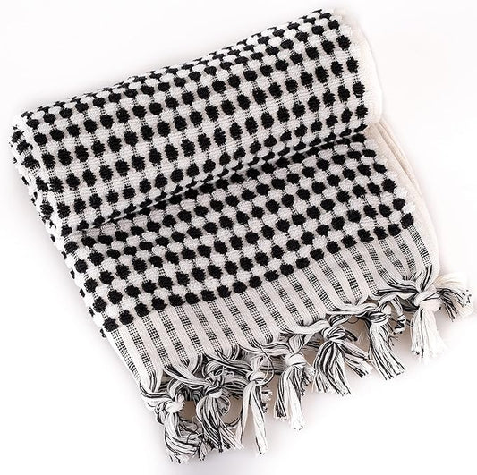 Organic Turkish Cotton Hand Towels for Bathroom | Oversized - 17 x 35 Inches | Large Soft Plush Fluffy Highly Absorbent Towels for Kitchen, Hand and Face (Black, Hand Towel)