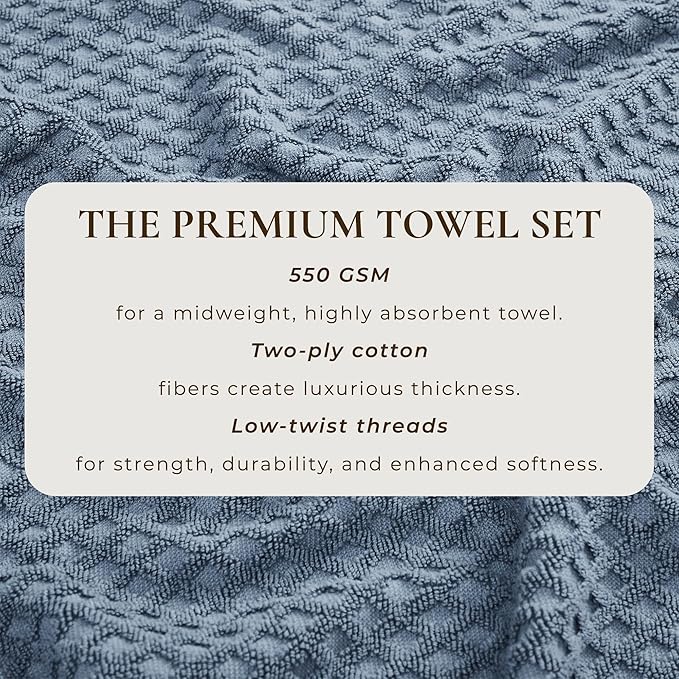 Great Bay Home Blue Washcloths - 100% Cotton 6 Pack 13x13 Washcloth Set - Absorbent, Durable, Quick-Dry Face Towels for Bathroom (Chambray Blue)