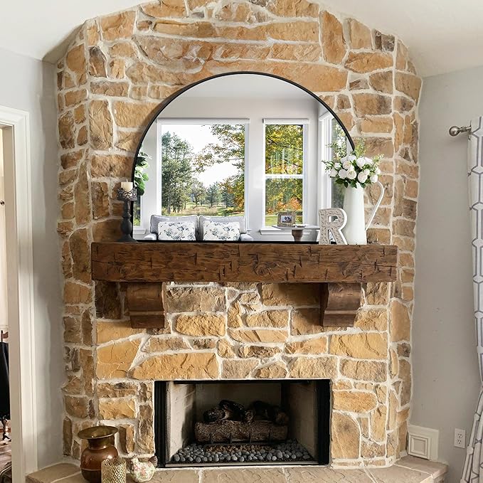 CIRCUMI Arched Wall Mirror, 48"x36" Black Arched Mirror with Tempered Glass, Metal Frame, Large Size for Entryway Table, Mantel,Living Room,Over Sink,Arch Mirror for Decor,Shatterproof&Crystal-Clear