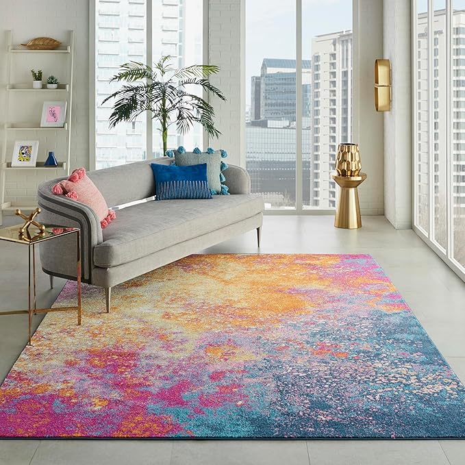 Nourison Home Passion Sunburst 6' x 9' Area Rug - Easy Clean, Non Shedding, Bed Room, Living Room, Dining Room, Kitchen (6' x 9')