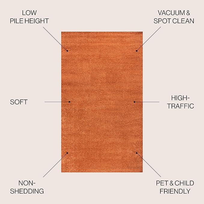 JONATHAN Y Haze Solid Low-Pile Orange 6x9 Oval Indoor Area Rug, Coastal,Bohemian,Minimalist,Classic, Easy-Cleaning for Living Room,Bedroom,Kitchen,Pet Friendly,Non-Shedding (SEU100M-6OV)