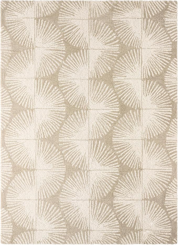 Nicole Miller New York Kendall Fluted Geo Handcrafted Area Rug, 100% Wool Rug, Taupe, 8'x10'