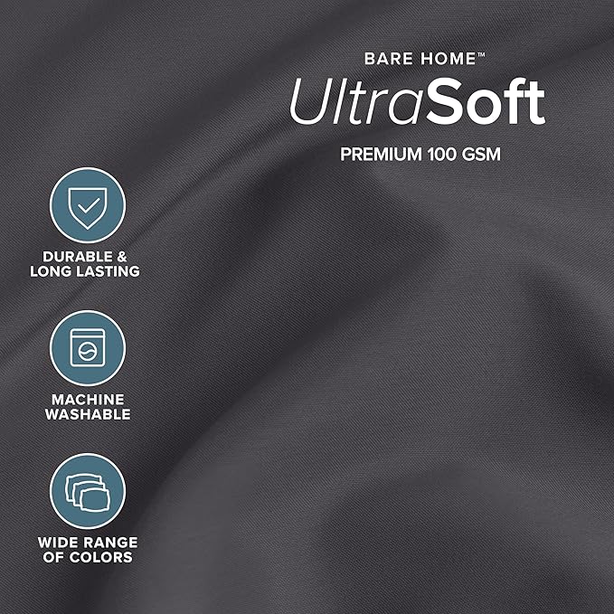 Bare Home Full Sheet Set - 1800 Ultra-Soft Microfiber Full Bed Sheets - Double Brushed - Deep Pockets - Easy Fit - 4 Piece Set - Bedding Sheets & Pillowcases (Full, Forged Iron Grey)