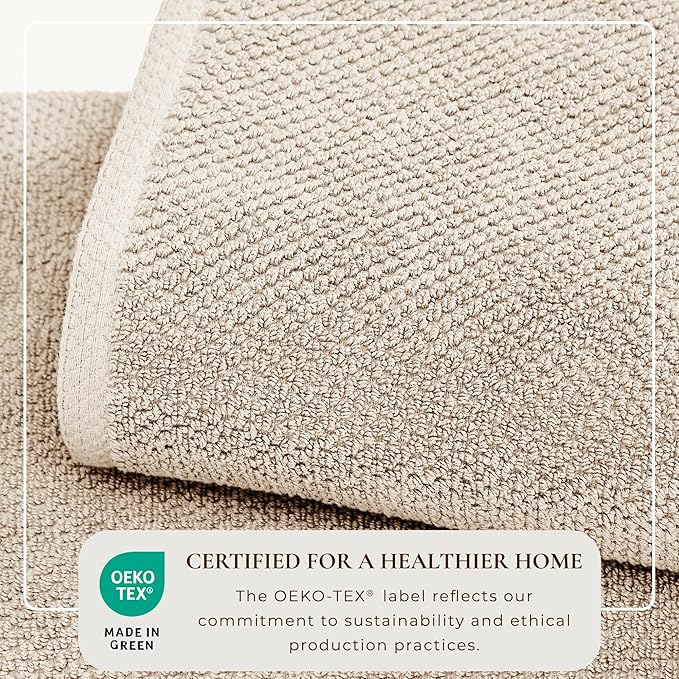 Great Bay Home Taupe Bath Towel – 100% Cotton Single Towel 54"x27", Absorbent & Quick-Drying, Soft & Durable