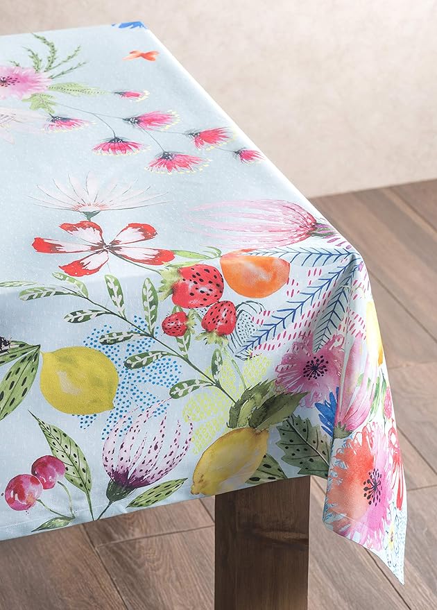 Maison d' Hermine Table Cloth Rectangle Table 100% Cotton 60 x 90 Inches Tablecloth Reusable Decorative for Dining Room Farmhouse Home Valentines Day Decorations Spring Summer - Jardin D'Ete - Mint