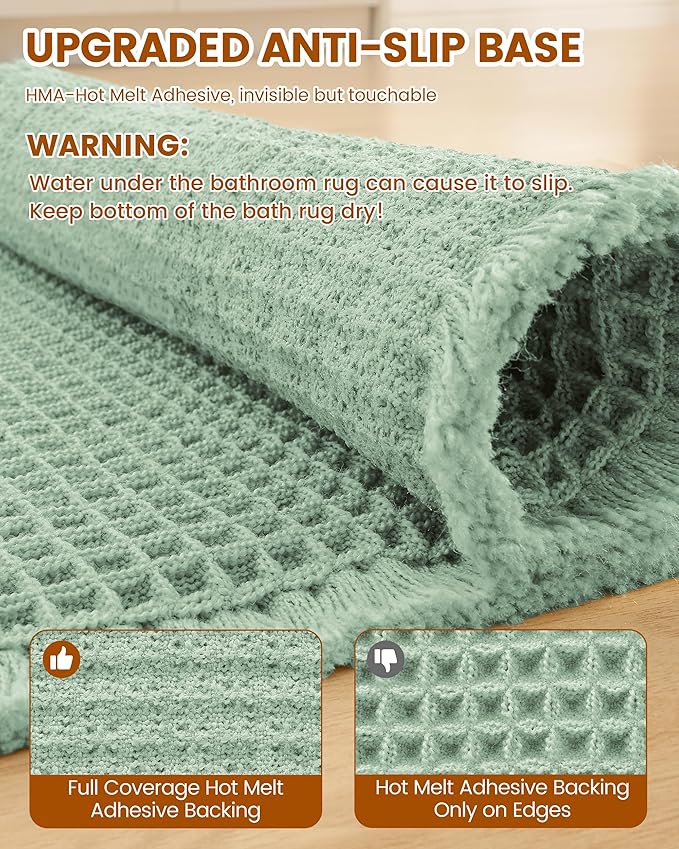 Smiry Waffle Bath Mat 30x18, Extra Soft Absorbent Bathroom Rugs, Non Slip Machine Washable Quick Dry Bath Rugs for Bathroom Floor, Tub, Shower, Home Decor Accessories, Sage Green
