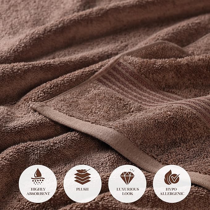 Superior Heritage Egyptian Cotton Face Towel Set, Small Towels for Kitchen, Home Bathroom, Guest Bath, Luxury Essentials, Plush, Absorbent Basics, Washcloths, Spa, Hotel, Resort, Set of 10, Mocha