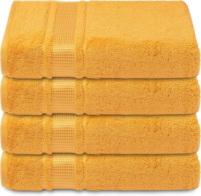 Melissa Linen Luxury Fingertip Towels (4-Pack) – 100% Genuine Turkish Cotton – Highly Absorbent & Soft Small Hand Towels for Bathroom, Face & Gym – 12 x 18 inches, Honey Yellow