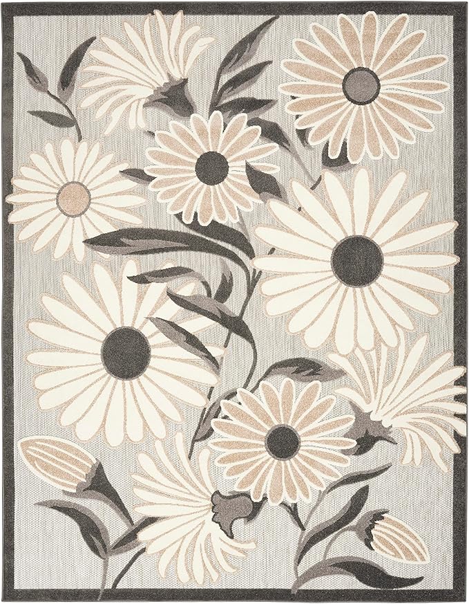 Nourison Home Aloha Beige 5'3" x 7'5" Area Rug - Easy Clean, Non Shedding, Bed Room, Living Room, Dining Room, Kitchen (5' x 8')