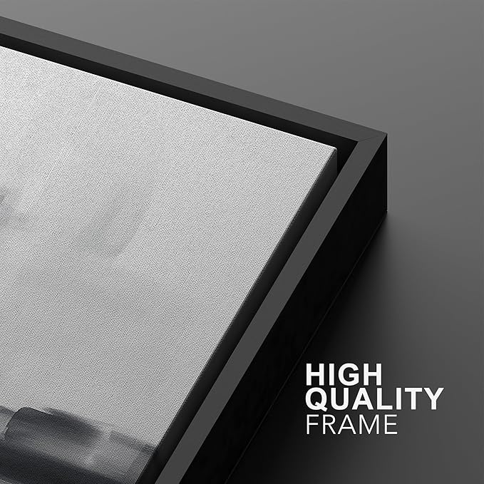 IDEA4WALL Framed Canvas Print Wall Art Set Black and White Urban Abstract Bold Monochrome Brushstroke Illustrations Modern Art Decorative Calm/Zen for Living Room, Bedroom, Office - 16"x24"x2 Black