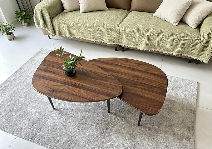 Oval Coffee Tables Nesting Tables for Living Room Side Tables End Table Wooden Small Table Pottery Triangle Walnut Barn Mid-Century Modern