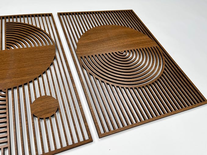 Bauhaus Wall Art Wood Boho Style, Large Mid Century Modern Decor, Abstract Wooden Wall Art, Set of 3 Geometric Wood Wall Panel, Home Gift