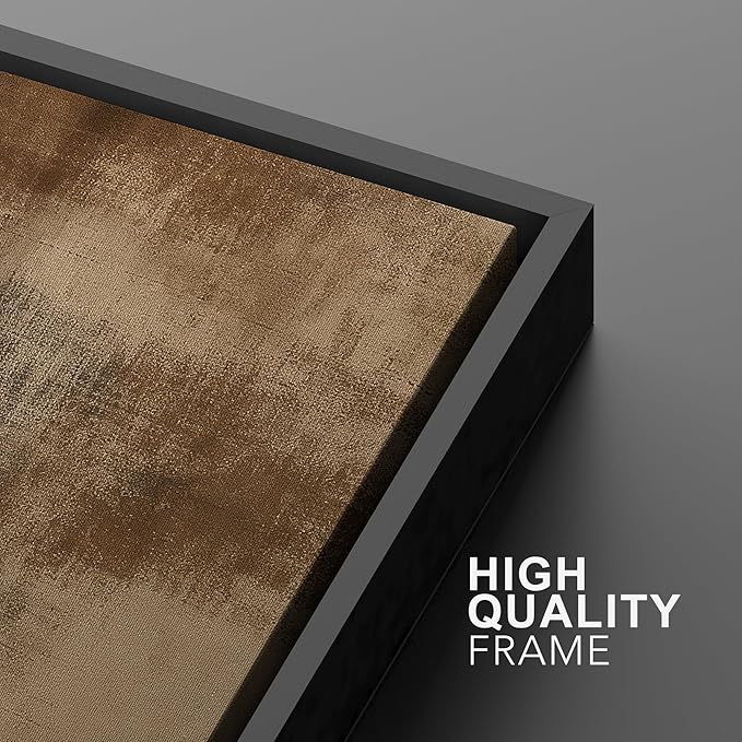 MUDECOR Framed Canvas Print Wall Art Rustic Brown Abstract Earthy Industrial Accent Illustrations Fine Art Decorative Zen Multicolor Country/Farmhouse Retro for Bedroom - 24"x36" BLACK